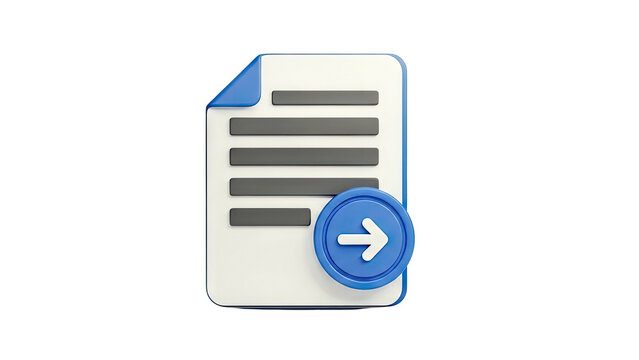 3D Icon of Document with Upload Arrow