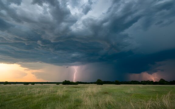 storm clouds over the field - Powered by Adobe