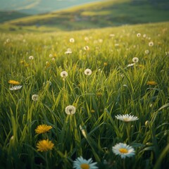 Daisies blooming in a lush meadow