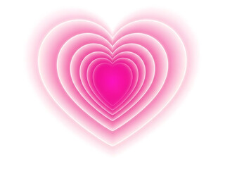 Pink gradient heart with concentric layers isolated on white background