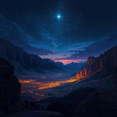 Valley under starlit night