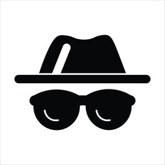 hat and glasses icons. simple solid vector illustration