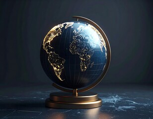 Illuminated globe, depicting night-time city lights