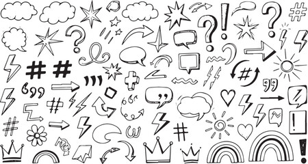 Fototapeta premium Collection of Hand Drawn Doodle Icons and Symbols 1.