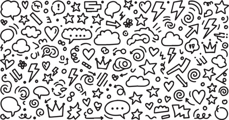 Obraz premium Collection of Hand Drawn Doodle Icons and Symbols.