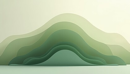 Abstract Serene Green Wave Forms Create a Soothing Landscape with Subtle Highlights and Smooth Transitions