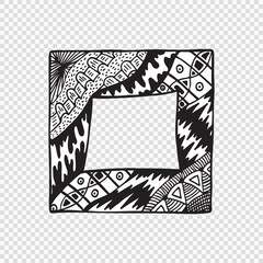 Hand drawn doodle frame with abstract patterns
