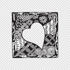 Hand drawn doodle frame with abstract patterns