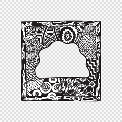 Hand drawn doodle frame with abstract patterns