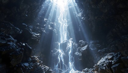 Dramatic Divine Light Rays Cracking into Dark Cave | Mystical Energy Beams Interior
