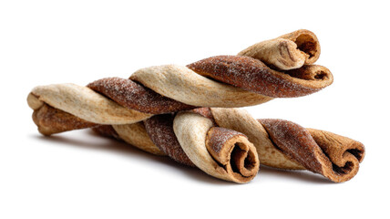 Swirled Cinnamon Sticks With A Spiral Pattern isolated on a white background