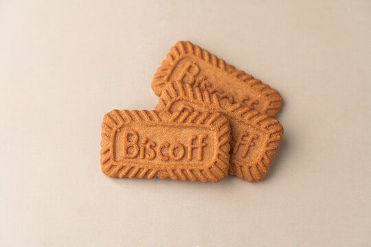 Bangalore, India - 11 January 2026 : Lotus Biscoff is a caramelized biscuit, smooth and crunchy textures on white background. Isolated