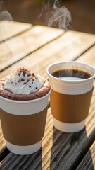 Delicious Hot Cocoa and Espresso with Scattered Chocolate Chunks