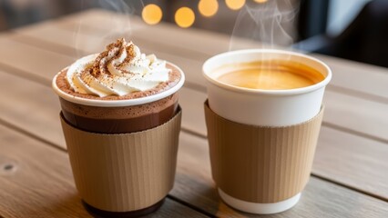 Artisanal Chocolate sprinkle and Hot Coffee on Dark Textured Surface