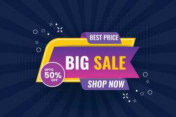 Big sale offer banner design template , with up to 50 off, banner  promotion with the dark blue background