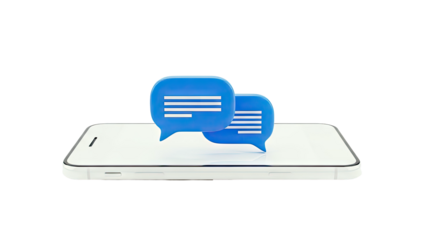 Smartphone with blue chat bubbles