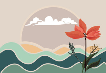 Obraz premium Flowers, gardens, and lanscapes. multicolored flowers and trees peaceful landscapes.