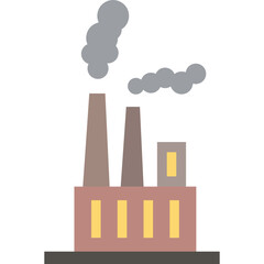 Flat Design Factory with Smoke Stacks