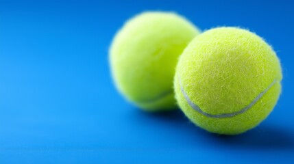 Vibrant yellow tennis balls rest against a striking blue backdrop, capturing the essence of sports excitement and playfulness perfect for mobile backgrounds and wallpapers