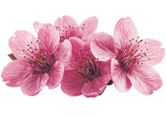 Pink blossoms with visible pistils on a black background