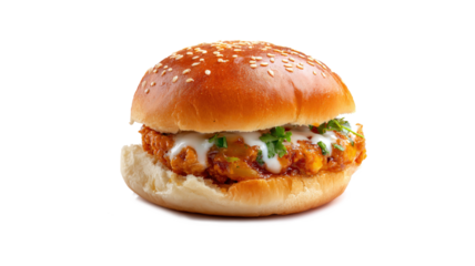Vada Pav Indian Street Food Burger isolated on a white background