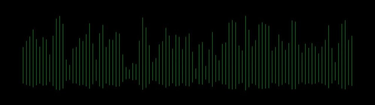 Green Sound Wave Pattern on Black Background Audio Visualization Equalizer audio wave sound pattern