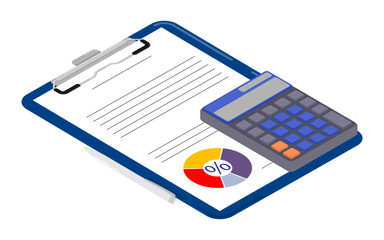 Isometric calculation of the loan volume and conclusion of a bank agreement for preferential credit services. Isolated cartoon vector on white background top view