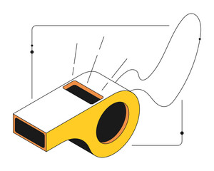 Isometric sports whistle of football referee sport match. Contrast design with thin outline 3D vector isolated on white background