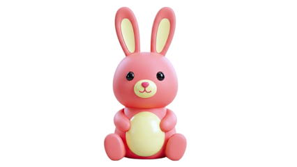 3D Render of a Pink and Yellow Cartoon Bunny Toy