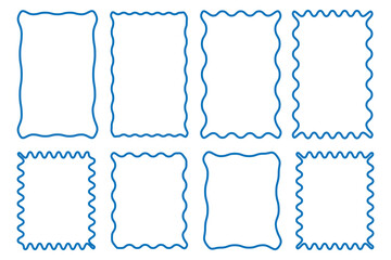 Zig zag Wavy frames set. Geometric Jagged Rectangular border collection. Abstract Zig zag frame. Zig zag Wavy Edge Rectangle Shapes Set. Vector Jagged Geometric Rectangular.
