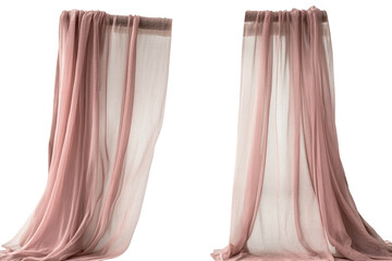 Fototapeta premium Pink, sheer curtains hanging from a rod, airy & delicate
