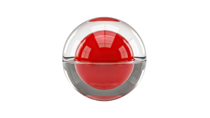 Red Sphere in Transparent Container