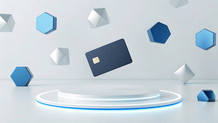 Modern Digital Payment Card and Geometric Shapes Display