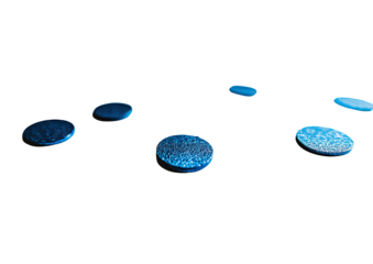 Shiny, blue dots scattered on a black background