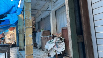 Abandoned Market Stalls and Clutter