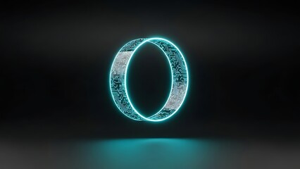 Digital circuit ring with vibrant neon glow illustrating technology