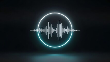 Futuristic neon sound wave visualizer in glowing circle design