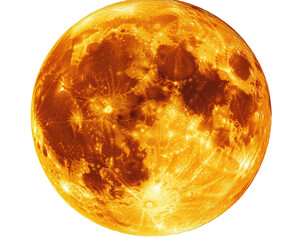 Textured orange orb, cratered surface, dark patches