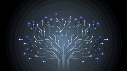 Digital tree circuit board design symbolizing network and data growth
