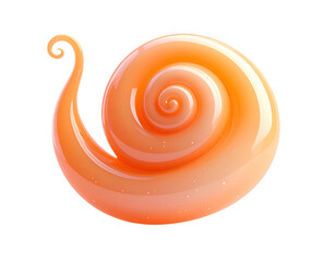 Shiny, abstract orange swirl resembling a snail on a black background