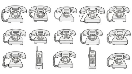 Vintage Telephone Illustrations in Various Designs.