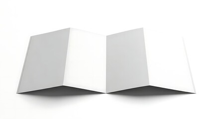 Fototapeta premium White Accordion Fold Brochure Open on White Background paper blank