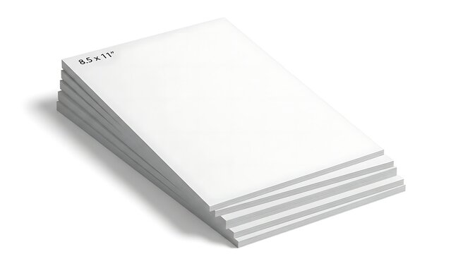 Stack of white 8.5 x 11 inch paper sheets blank