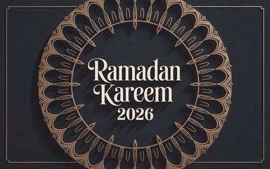 Ramadan Kareem 2026 elegant gold design on dark background