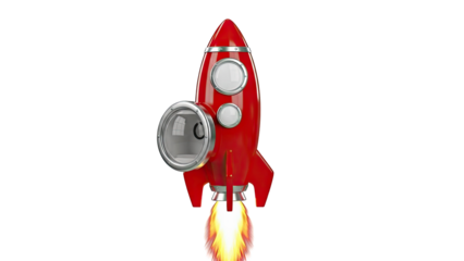 Red Rocket Launching with Flame