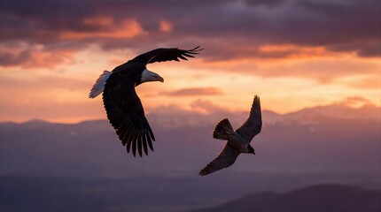 Majestic Raptors Soaring at Sunset