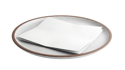 White Paper Sheets in Speckled Ceramic Bowl