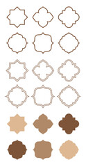 Islamic frame collection set, minimal Arabic border ornaments and silhouette shapes for Ramadan and Eid Mubarak greeting card design