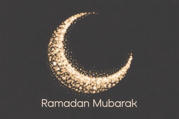 Ramadan Mubarak celebration with golden crescent moon