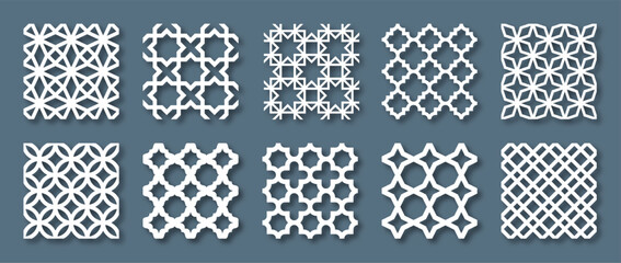 Islamic geometric pattern set, Arabic seamless ornament background for Ramadan Kareem and Eid Mubarak greeting card decorative element